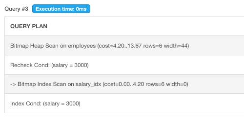 B-Tree query by a column using index