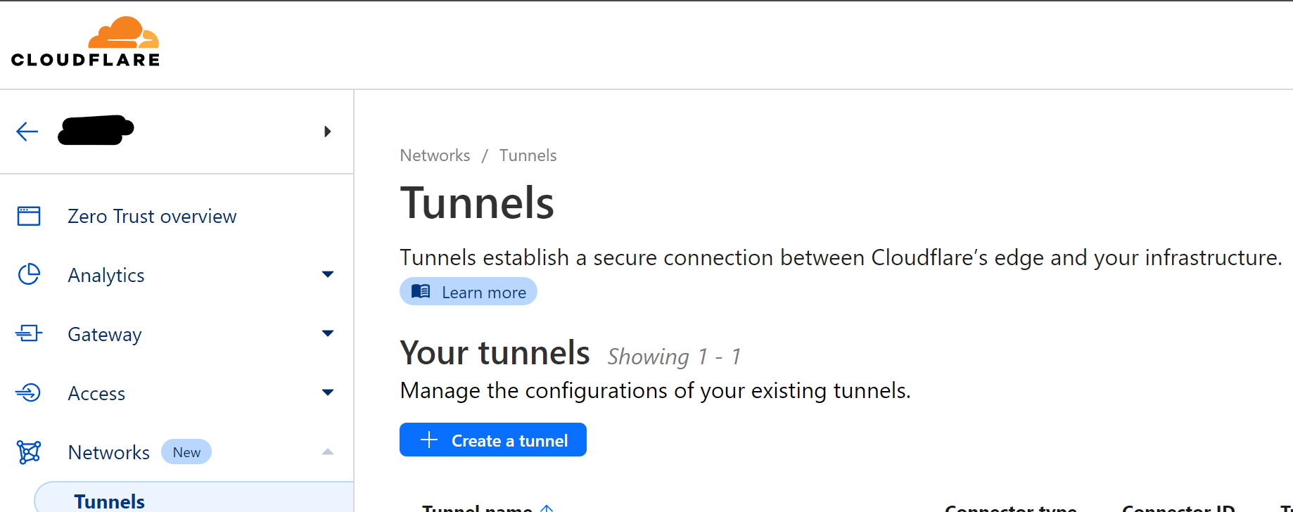 cloudflare tunnel create